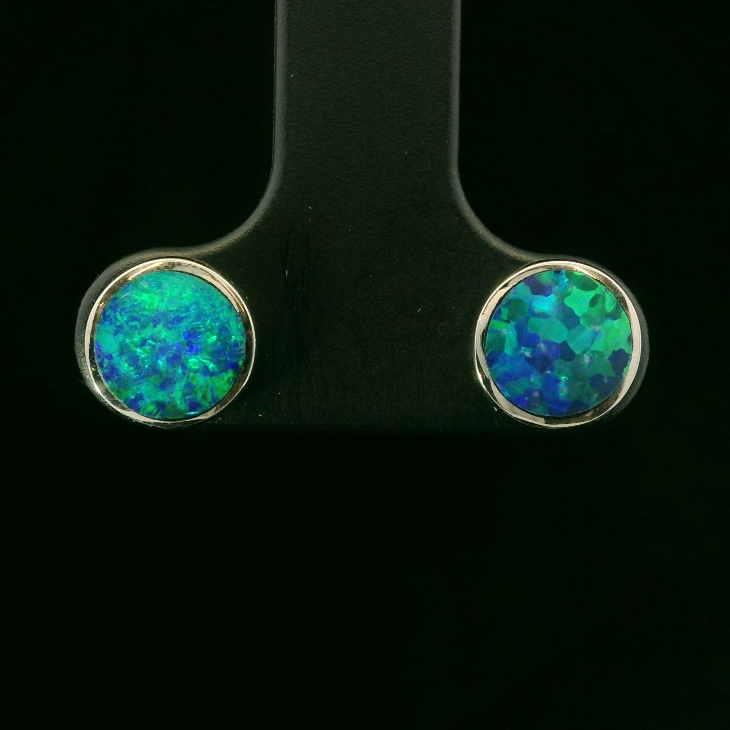 14KWG Dark Opal Doublet Earrings 14KWG Dark Opal Doublet Earrings