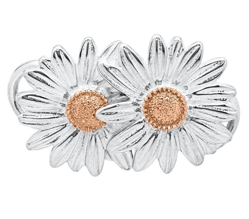 SS and Rose Gold Convertible Two Daisies Clasp