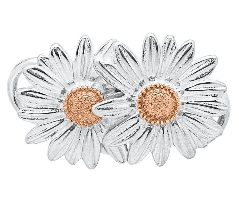 SS and Rose Gold Convertible Two Daisies Clasp