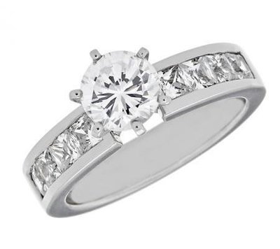 Channel-Set Princess-Cut Diamond Engagement Mounting