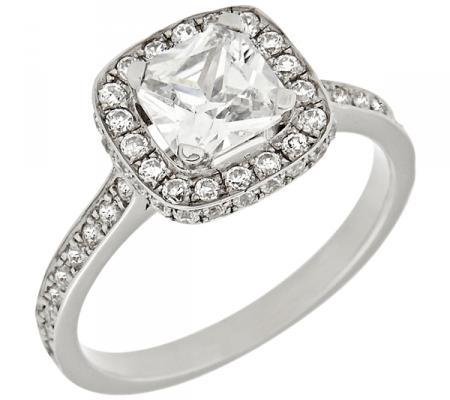 Edged Square Halo-Style Diamond Engagement Mounting