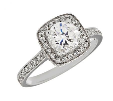 Edged Square Halo-Style Diamond Engagement Mounting