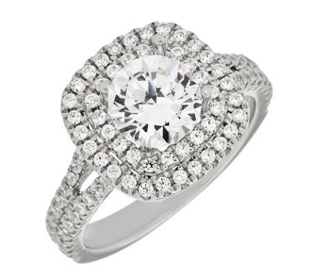 Large Two-Row Halo-Style Diamond Engagement Mounting