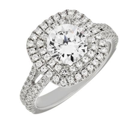 Large Two-Row Halo-Style Diamond Engagement Mounting