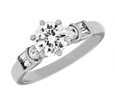Baguette and Round Diamond Engagement Mounting