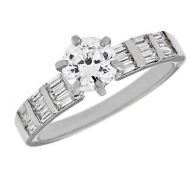 Three-Row Baguette Diamond Engagement Mounting