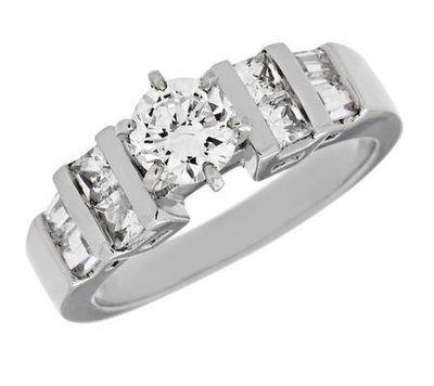 Baguette and Princess-Cut Diamond Engagement Mounting