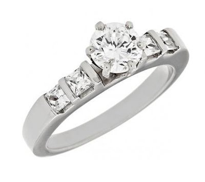 Bar-Set Princess-Cut Diamond Engagement Mounting