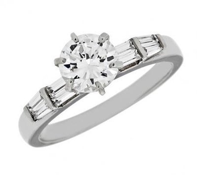 Bar-Set Baguette Diamond Engagement Mounting
