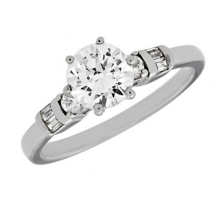 Baguette and Round  Diamond Engagement Mounting