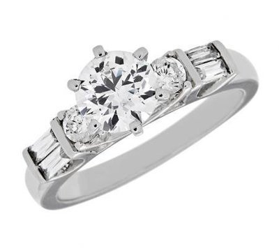 Baguette and Round Diamond Engagement Mounting