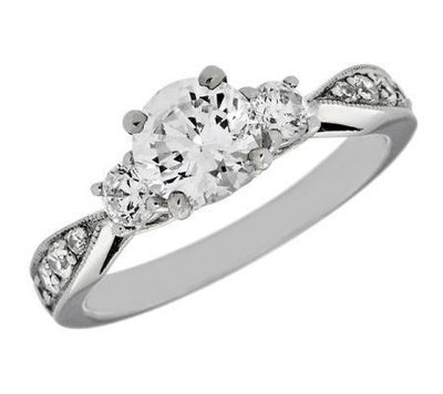 Three-Stone-Style Diamond Engagement Mounting