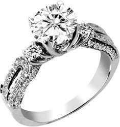 Three-Stone-Style Pave Diamond Engagement Mounting