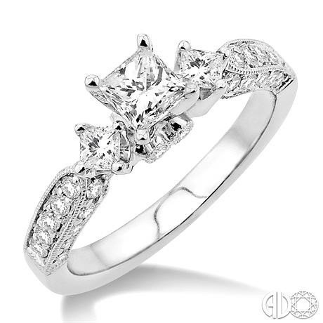 Princess-Cut Three-Stone-Style Diamond Engagement Mounting