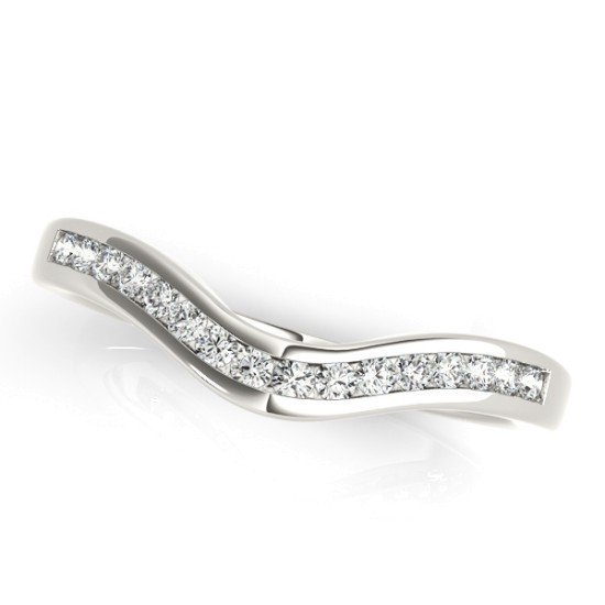 Channel-Set Diamond Curved Wedding Band
