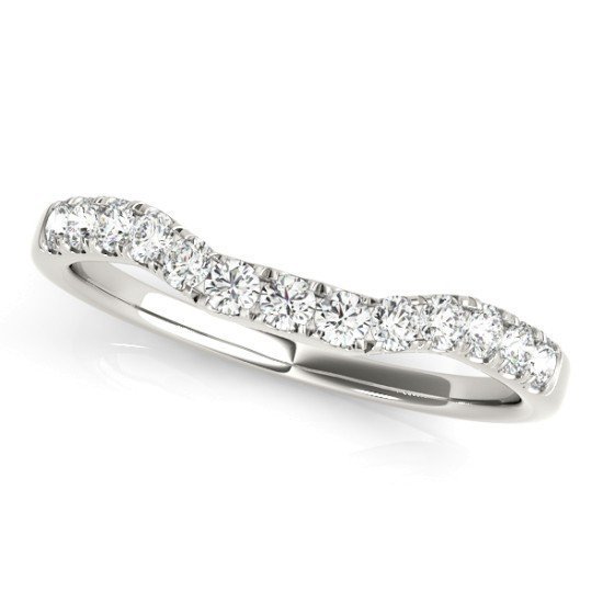 Pave Diamond Curved Wedding Band