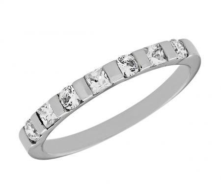 Princess-Cut and Round Diamond Wedding Band