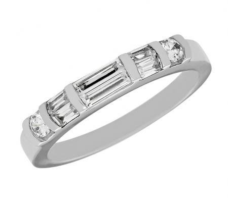 Baguette and Round Diamond Wedding Band