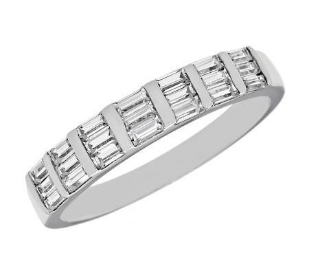 Three-Row Baguette Diamond Wedding Band