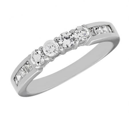 Princess-Cut and Round Diamond Wedding Band