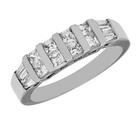Baguette and Princess-Cut Diamond Wedding Band