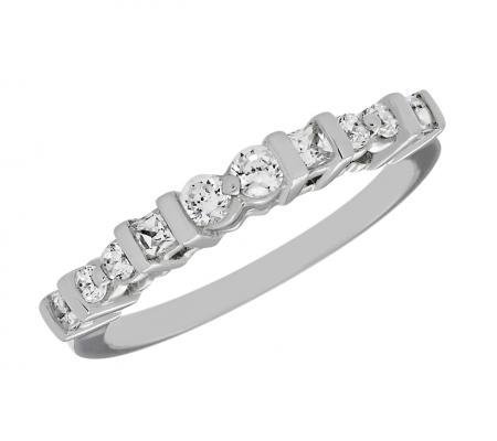 Princess-Cut and Round Diamond Wedding Band