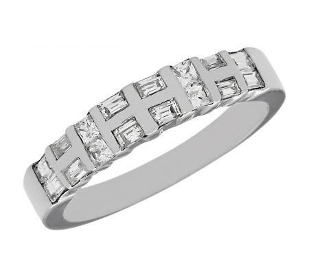 Baguette and Princess-Cut Diamond Wedding Band