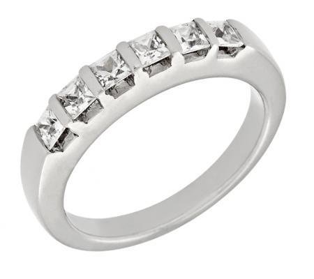 Bar-Set Princess-Cut Diamond Wedding Band