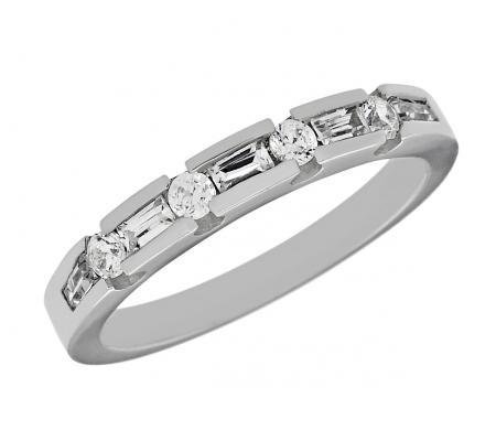 Baguette and Round Diamond Wedding Band