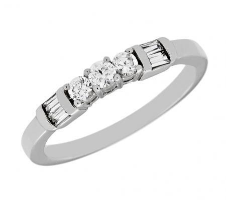 Baguette and Round Diamond Wedding Band