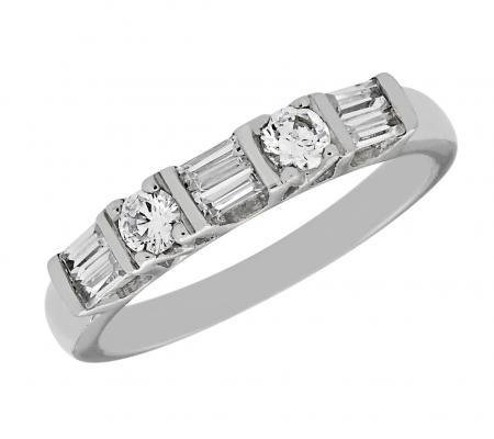 Baguette and Round Diamond Wedding Band