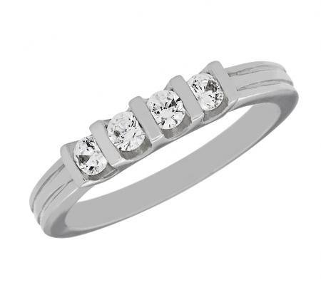 Bar-Set Round Diamond Wedding Band