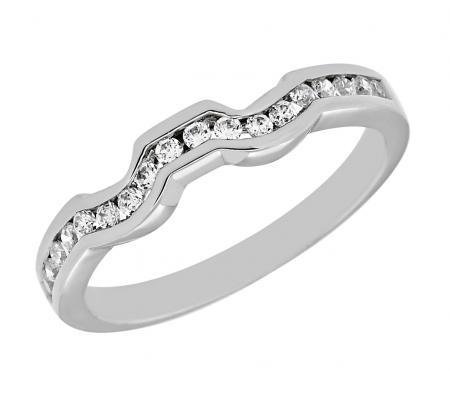 Channel-Set Diamond Curved Wedding Band