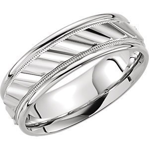Grooved-Design Milgrain Wedding Band