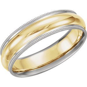 Comfort-Fit Two-Tone Milgrain Wedding Band