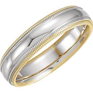 Comfort-Fit Two-Tone Milgrain Wedding Band