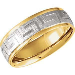 Patterned Two-Tone Wedding Band