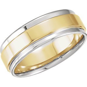 Comfort-Fit Flat-Edge Two-Tone Wedding Band