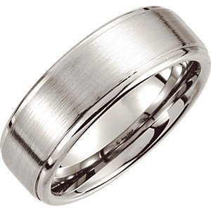 Comfort-Fit Ridged Satin-Finished Cobalt Wedding Band
