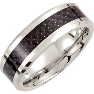 Comfort-Fit Cobalt Wedding Band with Carbon Fiber Inlay