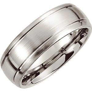 Comfort-Fit Grooved Satin-Finished Cobalt Wedding Band