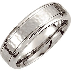 Comfort-Fit Grooved Cobalt Wedding Band