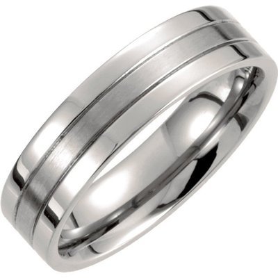 Comfort-Fit Grooved Titanium Wedding Band
