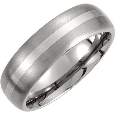Titanium Wedding Band with Sterling Silver Inlay
