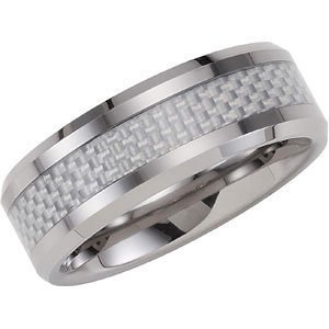 Beveled Tungsten Wedding Band with Carbon Fiber Inlay