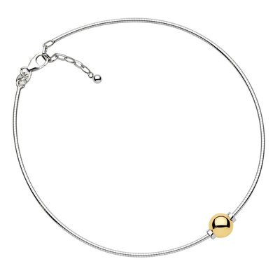 SS and Yellow Gold Cape Cod Single-Ball Anklet