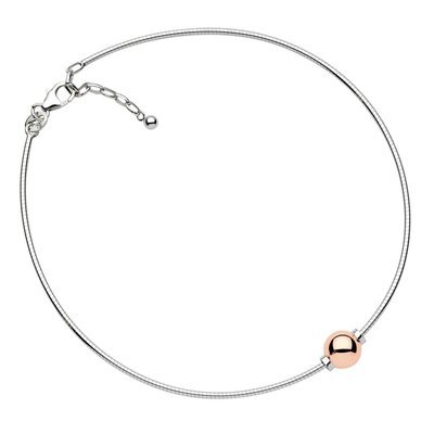 SS and Rose Gold Cape Cod Single-Ball Anklet