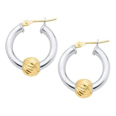 SS and Yellow Gold Cape Cod Swirl Hoop Earrings