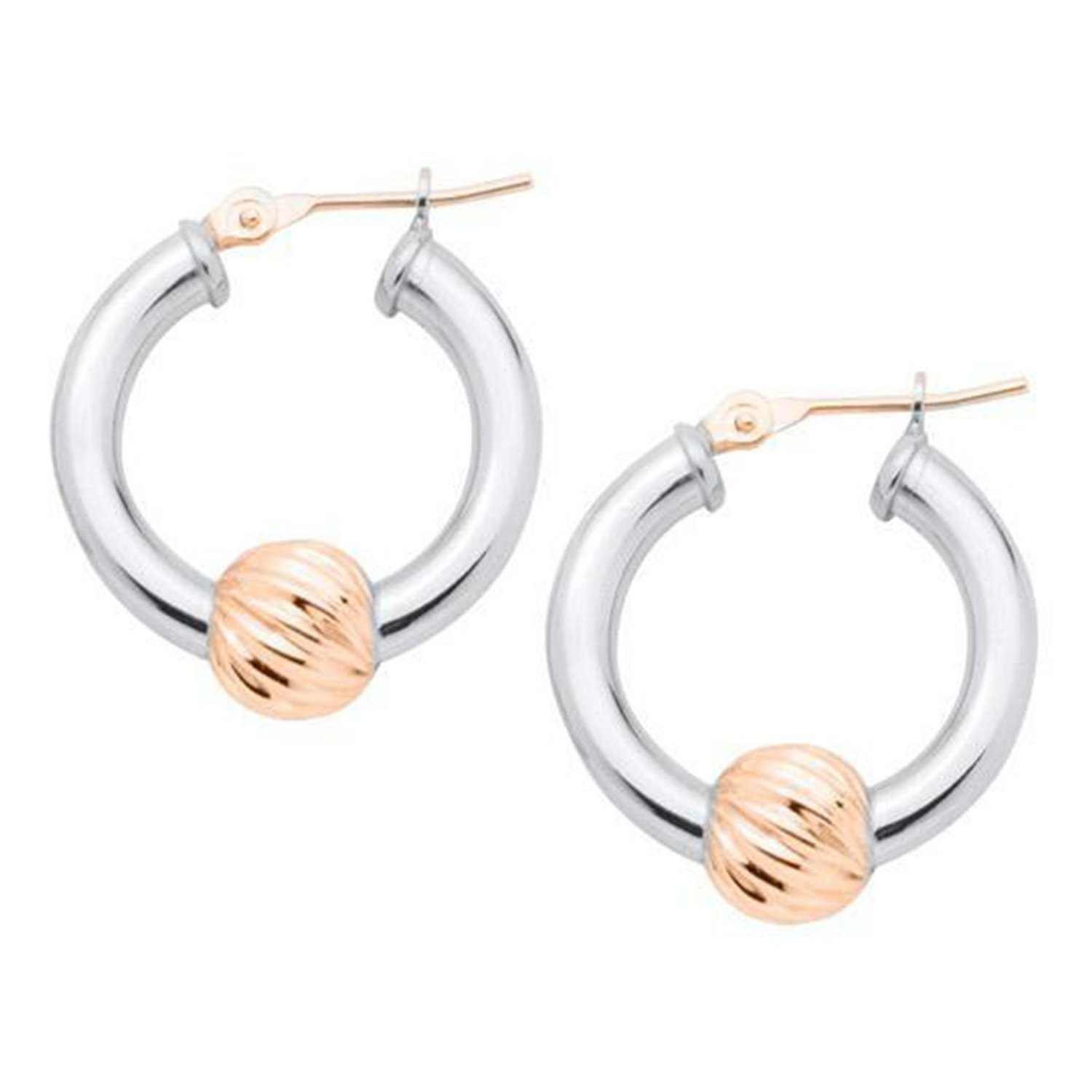 SS and Rose Gold Cape Cod Swirl Hoop Earrings