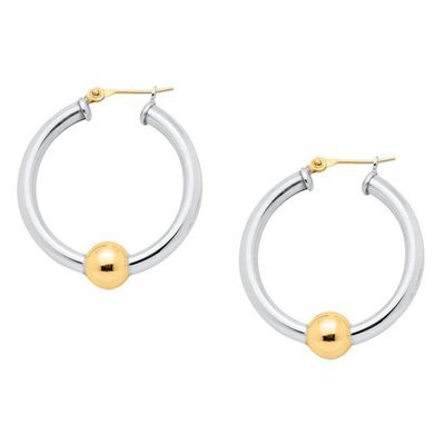SS and Yellow Gold Cape Cod Large Hoop Earrings